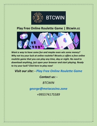 Play Free Online Roulette Game  Btcwincc