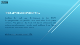 Web App Development Usa  Scrapingsolution.com