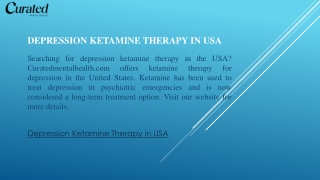 Depression Ketamine Therapy In Usa  Curatedmentalhealth.com