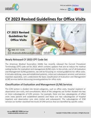 CY 2023 Revised Guidelines for Office Visits