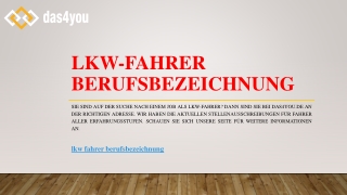 Lkw-Fahrer Berufsbezeichnung | Das4you.de