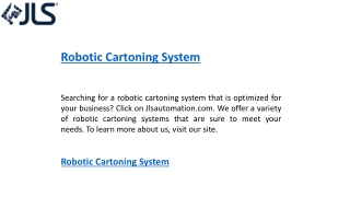 Robotic Cartoning System   Jlsautomation