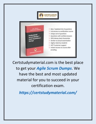 Agile Scrum Dumps | Certstudymaterial.com