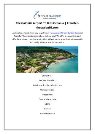 Thessaloniki Airport To Ikos Oceania | Transfer-thessaloniki.com