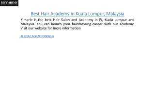 Best Hair Academy in Kuala Lumpur, Malaysia