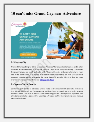 10 cant miss Grand Cayman  Adventure