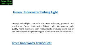 Green Underwater Fishing Light   Greenglowdocklight.com