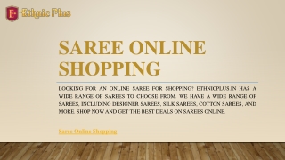 Saree Online Shopping | Ethnicplus.in