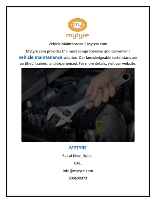 Vehicle Maintenance | Mytyre.com