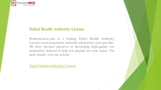 Dubai Health Authority License  Prometricmcq.com