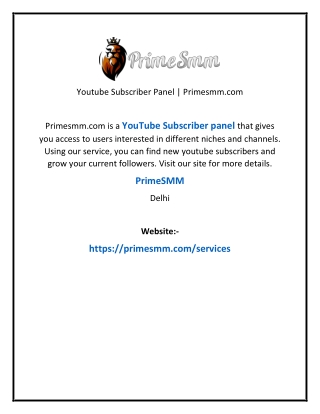 Youtube Subscriber Panel | Primesmm.com