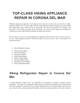 TOP-CLASS VIKING APPLIANCE REPAIR IN CORONA DEL MAR