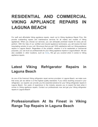 RESIDENTIAL AND COMMERCIAL VIKING APPLIANCE REPAIRS IN LAGUNA BEACH