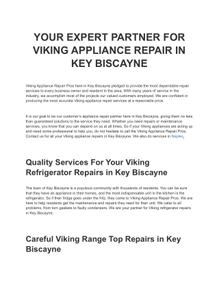 VIKING APPLIANCE REPAIR KEY BISCAYNE