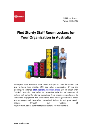 Find Sturdy Staff Room Lockers for Your Organisation in Australia
