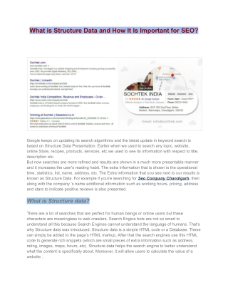 What is Structure Data and How It Is Important for SEO - Sochek
