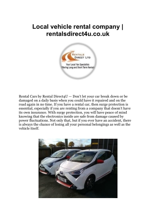 Local vehicle rental company