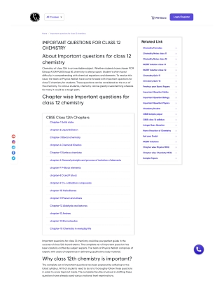 Where Can I Find Important Questions for the CBSE Class 12 Chemistry?
