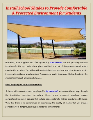 Install School Shades to Provide Comfortable & Protected Environment for Students
