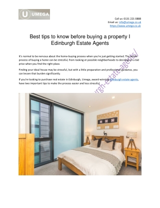 Best tips to know before buying a property I Edinburgh Estate Agents