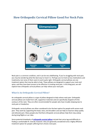 How Orthopedic Cervical Pillow Good For Neck Pain