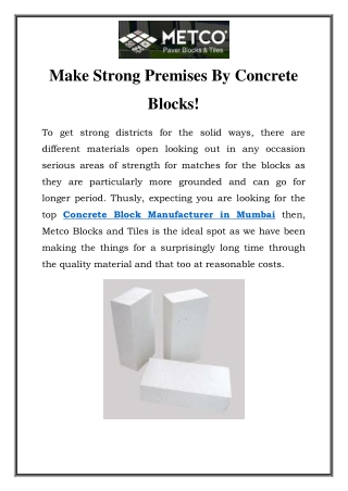 Concrete Block Manufacturer in Mumbai Call-8484930580