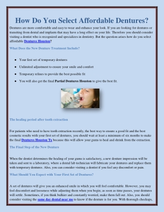How Do You Select Affordable Dentures?