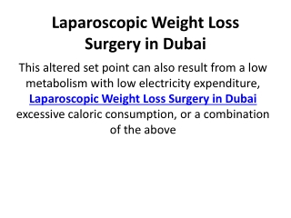 Laparoscopic Weight Loss Surgery in Dubai