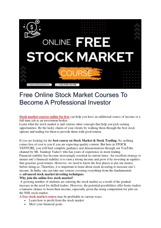 Learn free Stock market Courses
