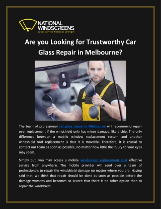 Are you Looking for Trustworthy Car Glass Repair in Melbourne