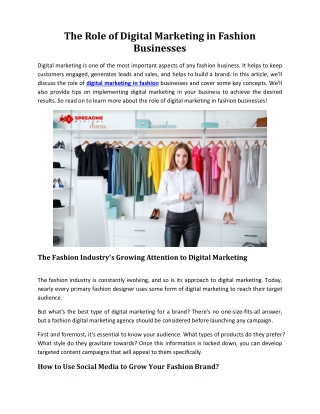 The role of digital marketing in fashion businesses