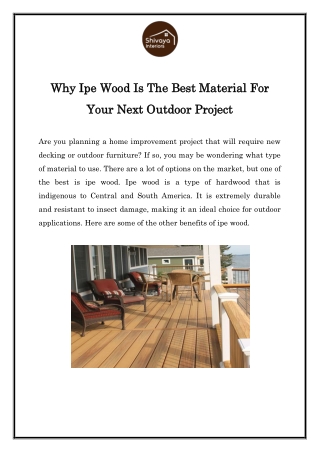 Why Ipe Wood Is The Best Material For Your Next Outdoor Project