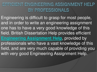 Efficient Engineering Assignment Help by Professionals