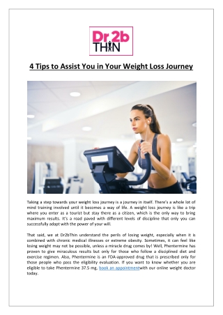 Dr2bThin - 4 Tips to Assist You in Your Weight Loss Journey
