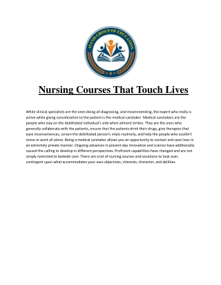 Nursing Courses That Touch Lives