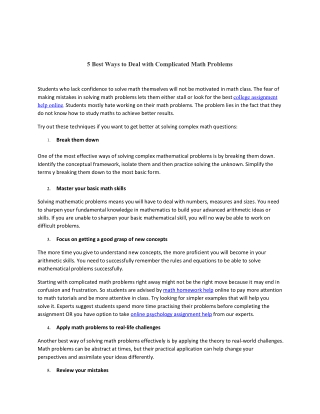 5 Best Ways to Deal with Complicated Math Problems