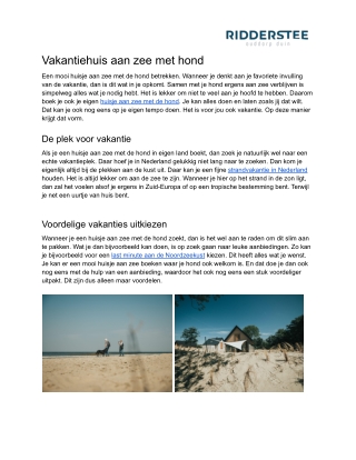Vakantiehuis aan zee met hond