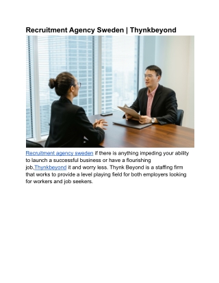 Recruitment Agency Sweden _ Thynkbeyond
