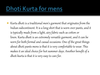 Dhoti Kurta for mens