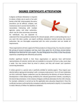 DEGREE CERTIFICATE ATTESTATION FOR UAE
