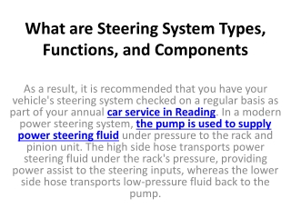 What are Steering System Types, Functions, and Components