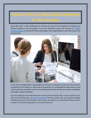 Reasons Why You Need Digital Marketing for Your Business