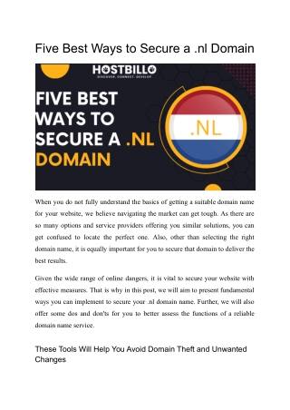 Five Best Ways to Secure a .nl Domain