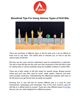 Beneficial Tips For Using Various Types of Drill Bits