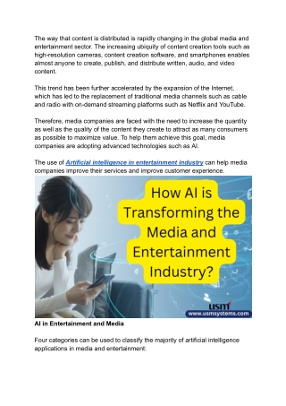 How AI is Transforming Media & Entertainment Industry