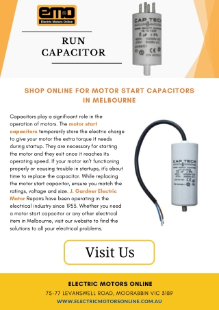 Shop Online for Motor Start Capacitors in Melbourne