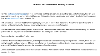 Elements of a Commercial Roofing Estimate