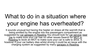 What to do in a situation where your engine has overheated_