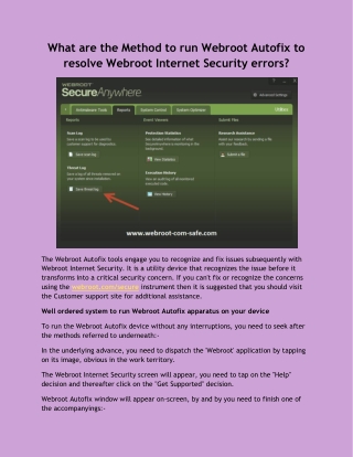 What are the Method to run Webroot Autofix to resolve Webroot Internet Security errors