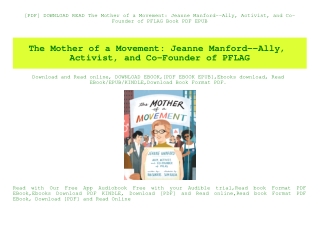 [PDF] DOWNLOAD READ The Mother of a Movement Jeanne Manford--Ally  Activist  and Co-Founder of PFLAG Book PDF EPUB